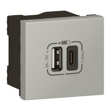 Legrand Mosaic usb-link lader a+c 3.0a 2m alu - EAN 3414971579804